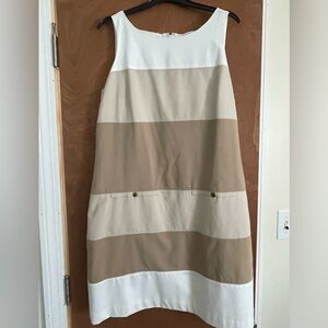 White House Black Market Tan and Cream Midi Dress